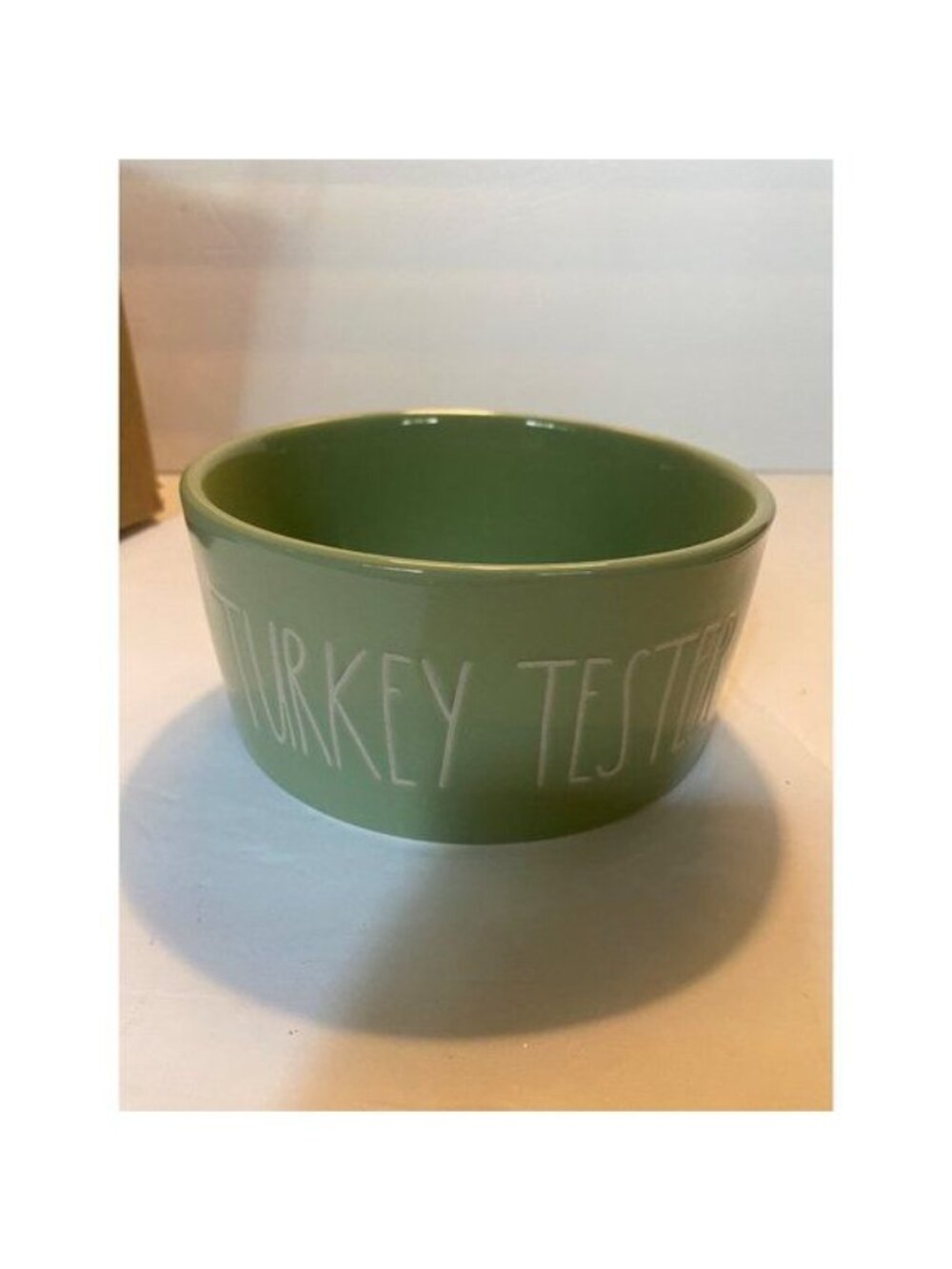 Rae Dunn Turkey Tester Etched Text Thanksgiving Ceramic Pet Bowl Serving Dish